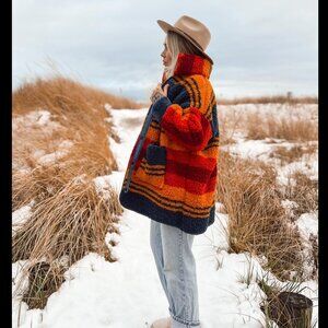 Handmade Pendleton Sherpa Blanket Jacket S-XL